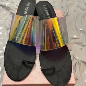 Iridescent Blocked comfy slides